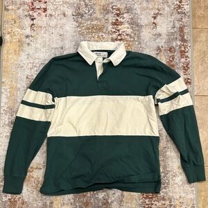 Hollister Green and Cream Striped Shirt